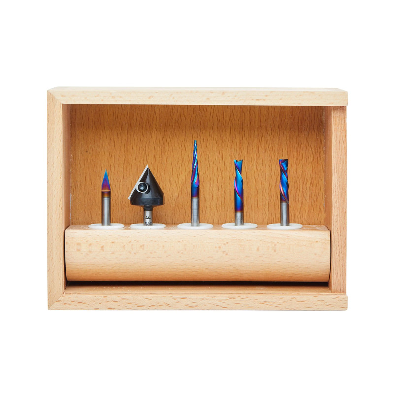 CNC Sign Making Router Bit Set - 1/4" SH - Pieces in Set:5-Piece